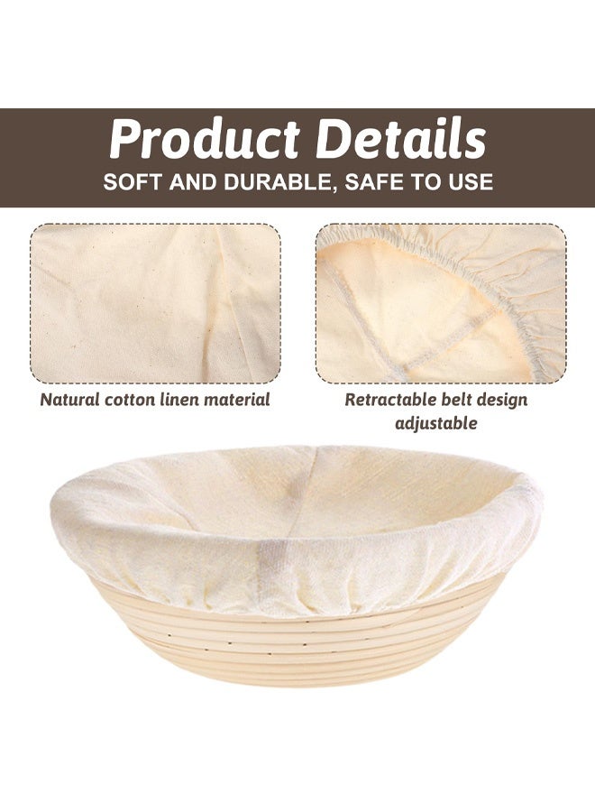 2 Pcs Round Bread Proofing Basket Cloth Liner, Banneton Basket Liner Baking Dough Basket Cover Natural Rattan Banneton Proofing Cloth Bread Baking Supplies for Bakery Home Baking - Image 5